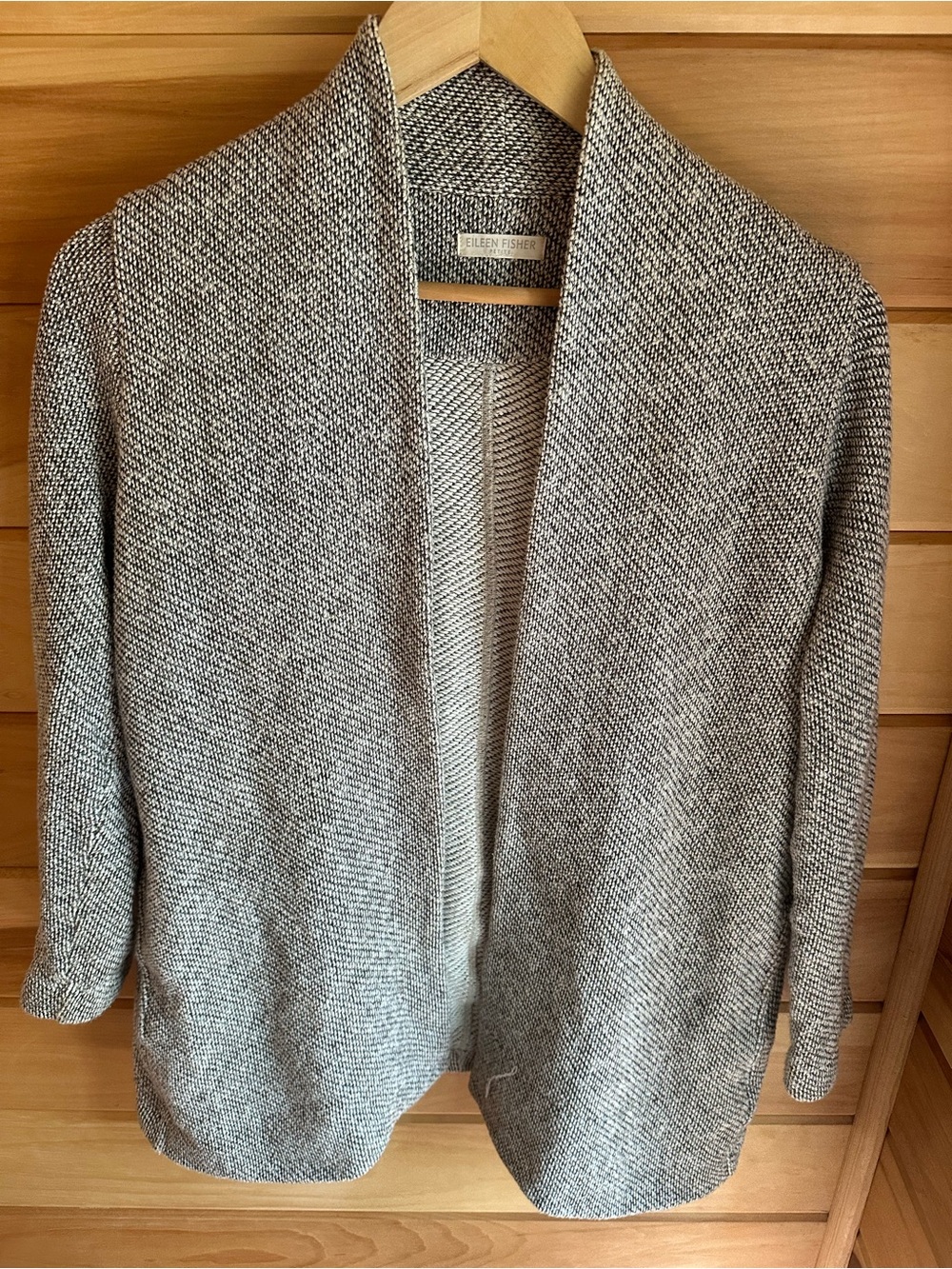 Eileen Fisher Heathered Gray Open-Front Knit Cardigan
